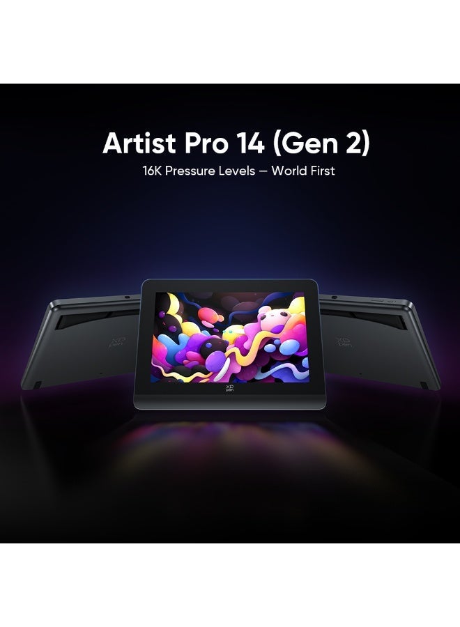 XP-PEN Artist Pro 14 Gen2 Drawing Tablet with Screen 14 inch Graphic Art Tablet with Full Laminated Anti-Glare Screen 16384 Pressure Levels X3 Pro Battery-Free Stylus 123% sRGB Tilt Stand Mini Keydial - Image 2